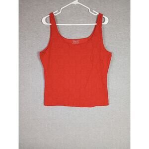 White House Black Market Tank Top Shirt XL Red Overlay Floral Lace